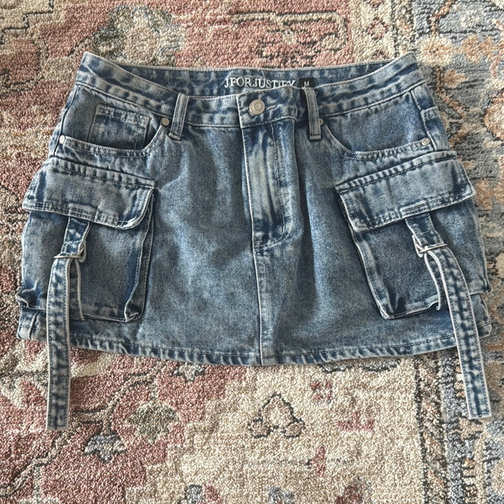 Denim Mini Skirt with Pockets